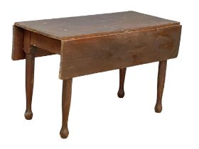 A Victorian pine drop leaf farmhouse kitchen table. Open 122x107.5x76cm.