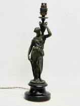 An early 20th century classical style spelter figurine table lamp. 46cm