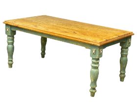 A large vintage Victorian style heavy pine Farmhouse kitchen table. 180x100x79cm