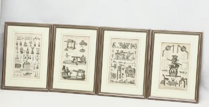 A set of 4 late 19th century mechanical engineering prints. C.Cooke. Reframed 38.5x54cm