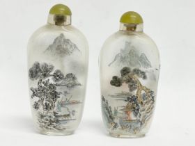 2 late 19th/early 20th century Chinese inside painted snuff bottles. Circa 1900. 9.5cm