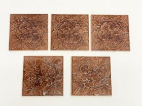 5 early 20th century tiles. 15.5x15.5cm