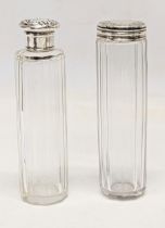 2 silver topped vanity bottles. 13cm
