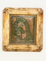 An early 20th century Madonna and Child copper panel on wooden frame. 45x49cm