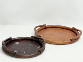 2 early 20th century Chinese faux bamboo trays. Largest 40x39cm