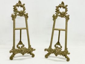 3 large 18th century style brass tabletop easels. Largest 27x55cm.