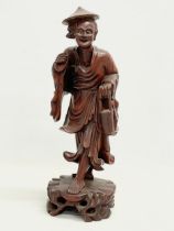 A vintage Chinese carved boxwood fisherman figure. 36.5cm