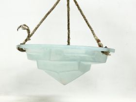 A 1920’s Art Deco frosted glass light shade. 35x14cm
