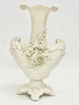 A late 19th century 2nd period Belleek pottery ‘Prince Arthur’ vase. 18x27cm