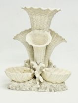 A late 19th century 2nd period Belleek pottery Marine centrepiece. 22x22x28cm