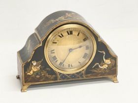 An early 20th century Chinoiserie decorated mantle clock with French movement. 19x7.5x13.5cm