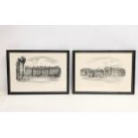 A pair of Judges pencil drawings of Trinity College and Bank of Ireland, Dublin. 37.5x27.5cm