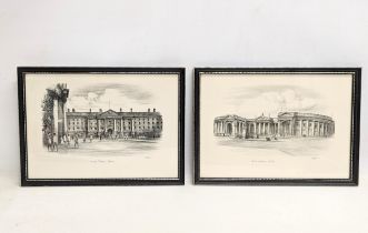 A pair of Judges pencil drawings of Trinity College and Bank of Ireland, Dublin. 37.5x27.5cm