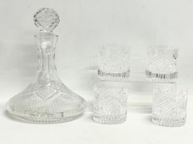 A 5 piece Tyrone Crystal ‘Slieve Donard’ drinks set. 4 whiskey glasses and a ships decanter.