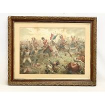 A large late 19th century print of ‘The Battle of Waterloo’ in original gilt frame. 93x72cm