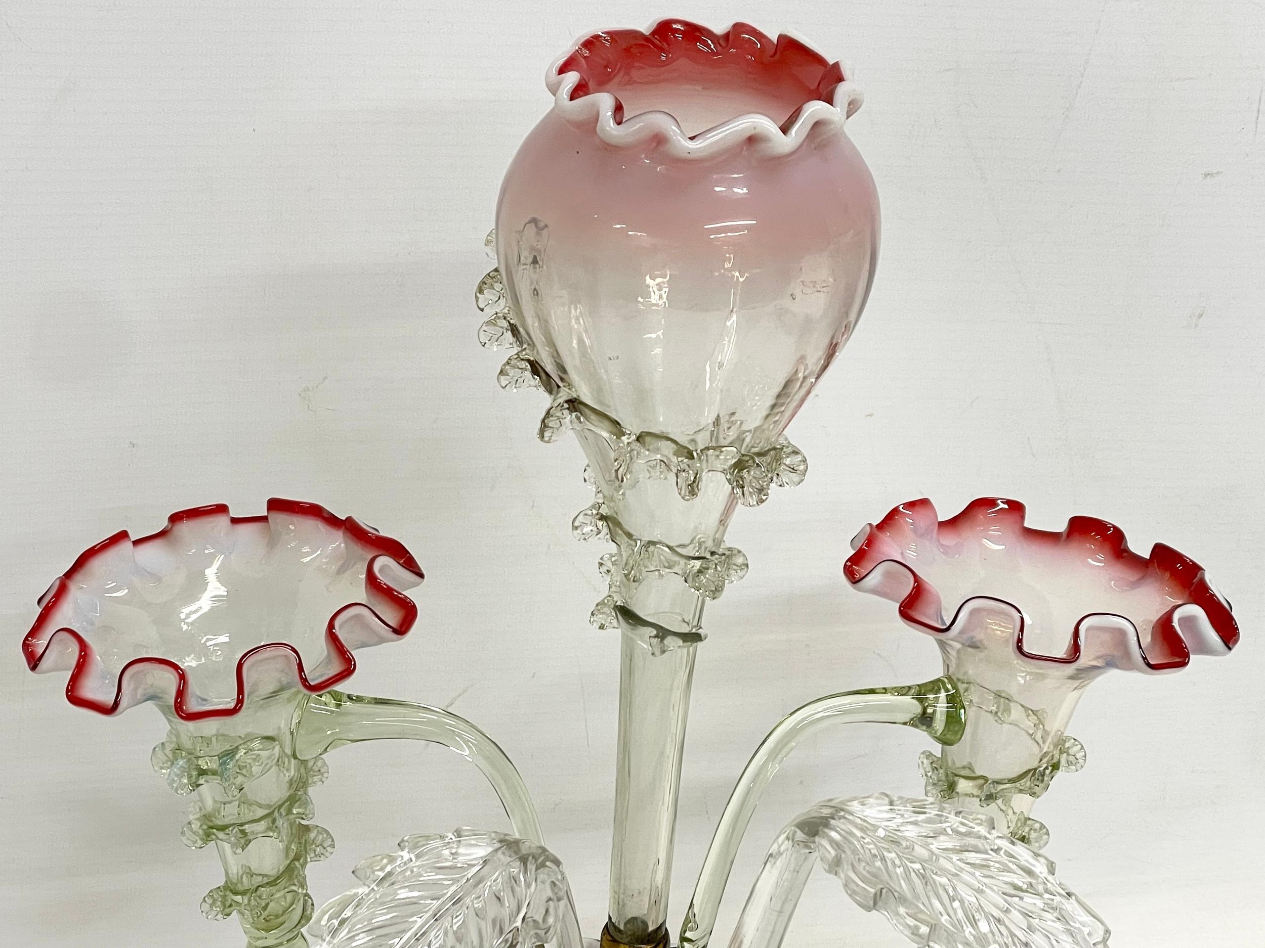 A Victorian Vaseline Glass epergne. 27x42cm. - Image 3 of 5