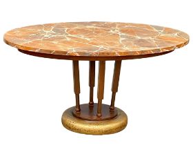 An Art Deco style faux marble top table. 120x80x60.5cm