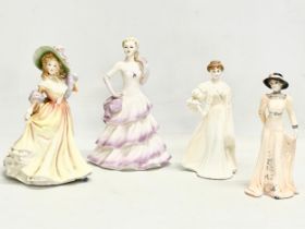 A Royal Doulton figurine and 3 Coalport figurines. Royal Doulton Katie 15x21.5cm. Coalport Ladies of