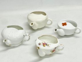 4 porcelain feeding cups. A Hammersley & Co. Red Cross and 2 others.
