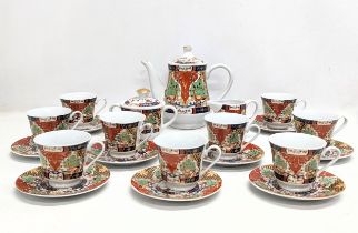 A 21 piece Imari pattern coffee set.