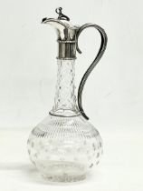 An excellent quality Victorian silver plated and etched glass carafe decanter. 31cm