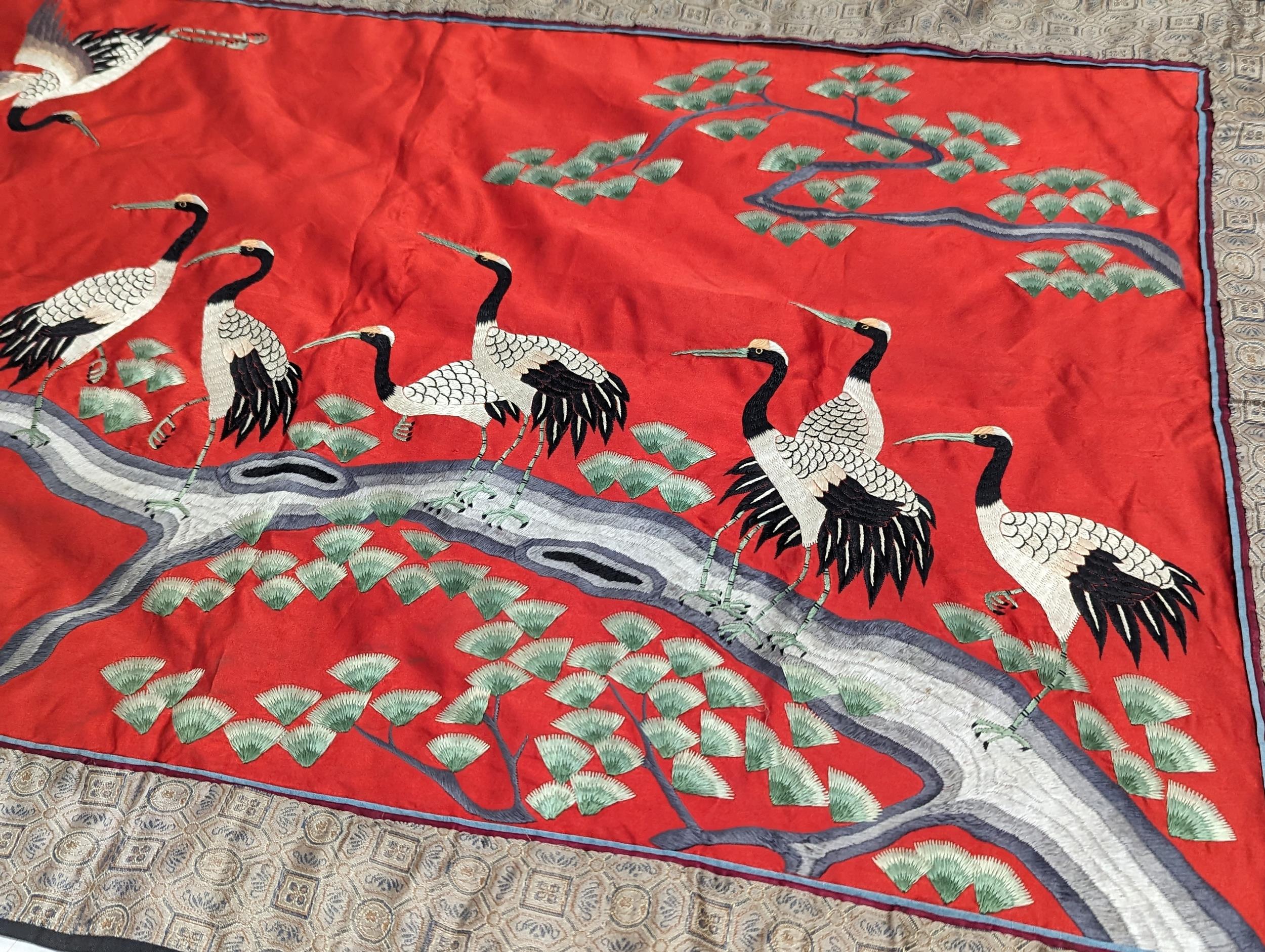 A vintage Japanese embroidered silk. 96x60cm - Image 2 of 2