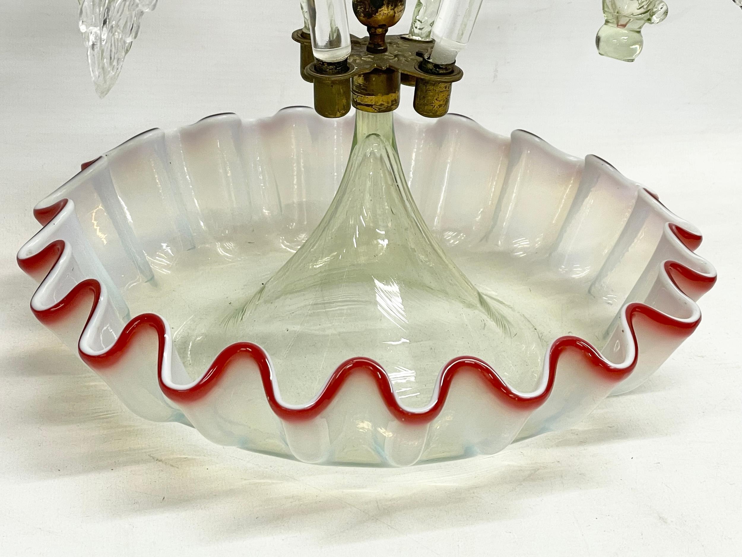 A Victorian Vaseline Glass epergne. 27x42cm. - Image 2 of 5