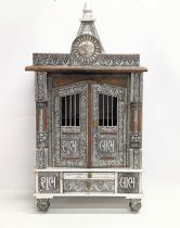 A wooden Puja Mandir Temple cabinet with drawer. 40.5x24x75cm