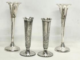 2 pairs of late 19th/early 20th century silver plated rose vases. 23.5cm