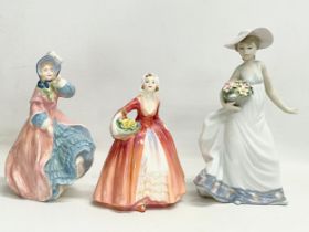 3 figurines. A Royal Doulton ‘Janet’ figurine 16.5cm. A Lladro figurine 22.5cm.