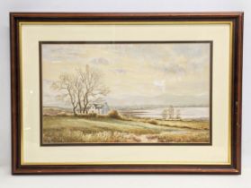 An original George Farrell watercolour painting, titled 'Evening, Belfast Lough,' 1948. 69x49cm with