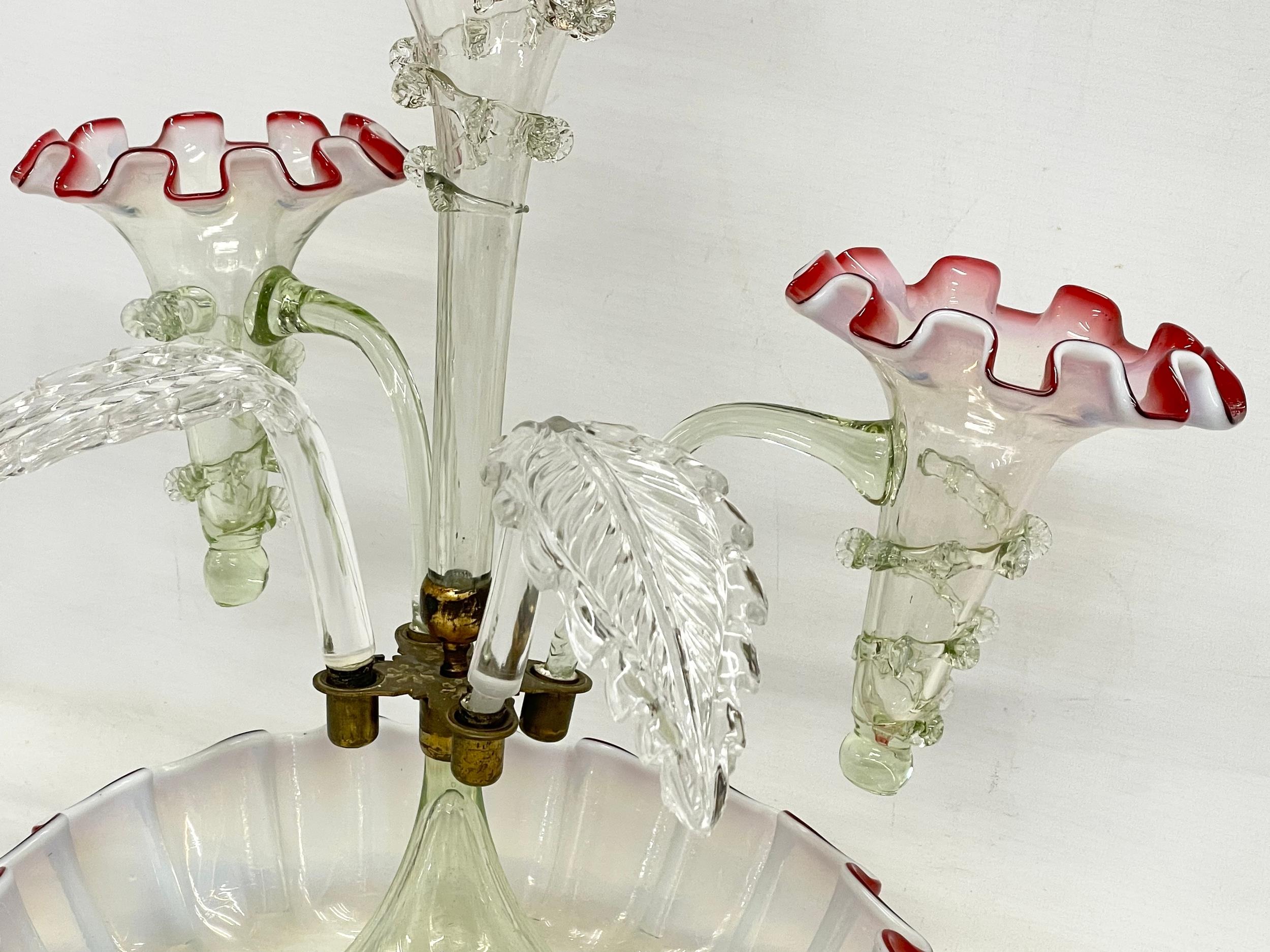 A Victorian Vaseline Glass epergne. 27x42cm. - Image 5 of 5