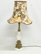 A large vintage ornate brass and marble table lamp. Base measures 56cm