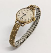A vintage ladies 9ct gold Certina watch, case only