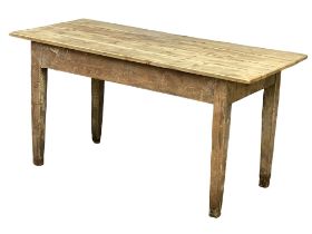 A large Victorian pine farmhouse kitchen table. 152x69x77cm