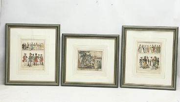 A set of 3 19th century French military prints of 18th century scenes. Reframed. 50x57cm. 53x48.5cm