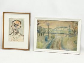 2 vintage signed pastel artworks. 52x40cm