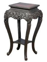 A large late 19th century Chinese carved birch jardiniere stand. Circa 1880. 51x51x92cm
