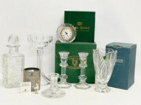 A collection of Irish crystal. A Waterford ‘Lismore’ flat based candlestick. A Waterford Marquis