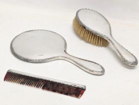 A 3 piece silver vanity set, Walker & Hall, Sheffield, 1918.