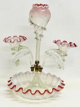 A Victorian Vaseline Glass epergne. 27x42cm.