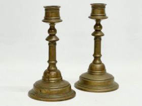 A pair of rare Gusums Bruk brass candlesticks. Sweden. Circa 1900. 10x19cm