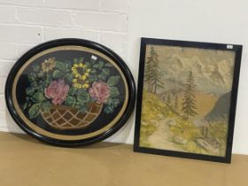 2 early 20th century framed embroideries. 55x45cm