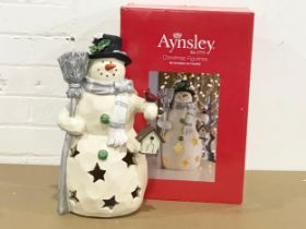 A large Aynsley Ppttery Christmas Figurine in box. Me Snowman LED Figurine. Snowman measures 35.5cm