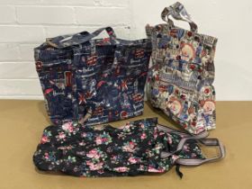 2 Harrods of London bags and a Cath Kidston bag.