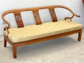 A good quality Chinese teak 3 seater sofa. 177cm