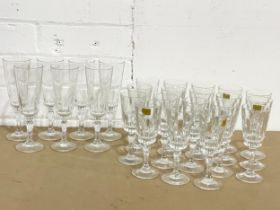 A collection of French crystal wine glasses by Luminarc.