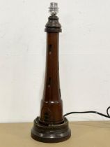 A tall wooden lighthouse table lamp. 43cm