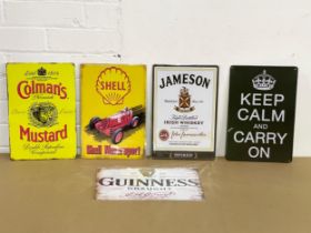 5 enamel advertising signs. 20x30cm