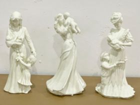 3 Royal Worcester figurines. First Smile. The Christening. New Arrival 22cm